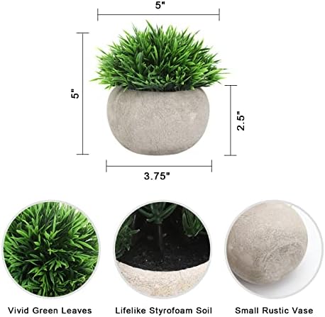 THE BLOOM TIMES 2 Pcs Small Fake Plants Artificial Potted Plants Home Decor
