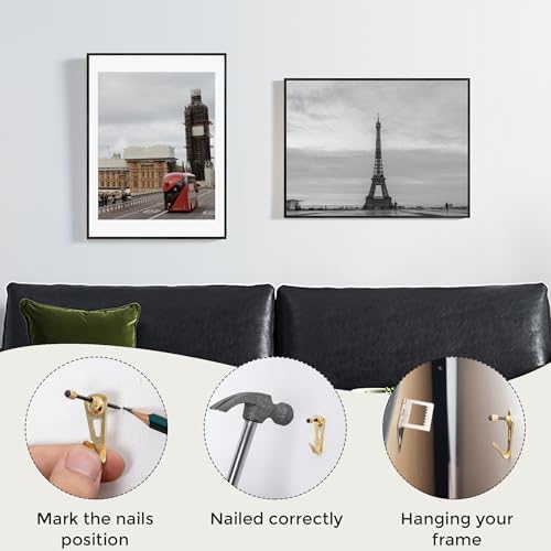 20x24 Metal Picture Frame with 16x20 Mat, Brushed Aluminum Finish, Tempered Glass Front, and Attached Hanging Hardware - Versatile Wall Display Frames for Vertical or Horizontal Orientation(Black,