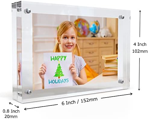 MIRA-K | Crystal Memories | Acrylic Picture Frame 4x6 with Magnetic Closure | Lucite Photo Frame for Tabletop | Decorative Display for Tickets, Postcards and Awards