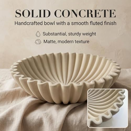 OAKOA Concrete Bowl Decor - Organic Modern Home Decor - Cement Bowl