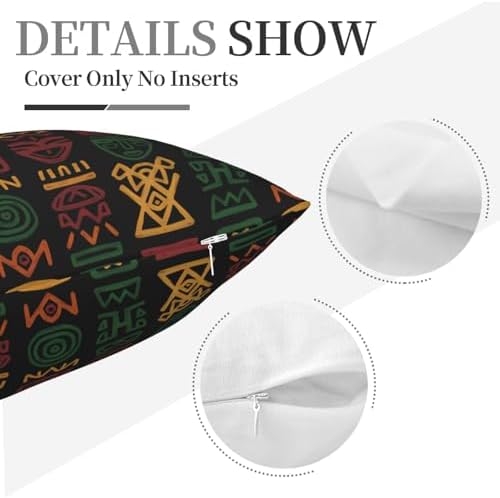 African Tribal Mask & Geometric Pattern Decorative Throw Pillow Cover