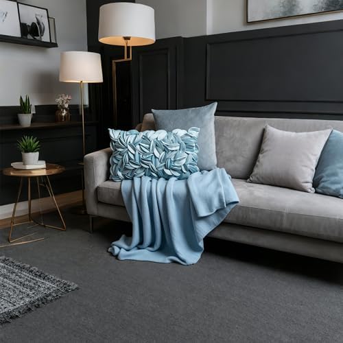 KINGROSE Handmade 3D Floral Accent Throw Pillow Case Soft Pillow Cover Gorgeous Cushion Cover for Sofa Couch Bed Home Decor 12 x 20 Inches Velvet Light Blue