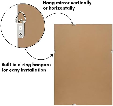 Americanflat 24x36 Wall Mirror - Hanging Mirrors with Durable Frame - Modern Mirror for Bathroom, Bedroom, Living Room - Mirrors for Wall Display and Home Decor - Metallic White with Beaded Texture