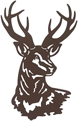 Metal Deer Wall Art,Rustic Deer Head Wall Decor Sculptures for Living Room