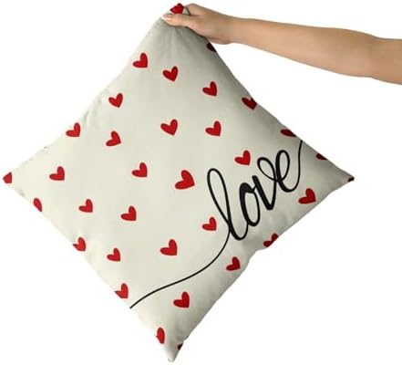 Giwawa Valentines Day Pillow Covers Set of 2 White Love Hearts Throw Pillowcases Romantic Double Sided Decorative Cotton Square Cushion Covers 20x20inch for Sofa Couch Bedding Wedding Anniversary