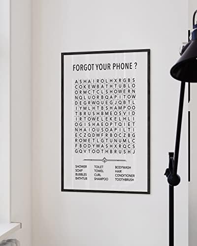 HAUS AND HUES Funny Bathroom Wall Art – Word Search Print, Unframed Bathroom Decor for Kids or Guests, Fun Powder Room or Restroom Sign (24x36, Unframed)