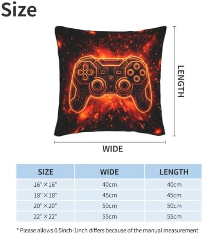 Perinsto Gaming Throw Pillow Covers Set of 2 Gamer Gift Decorative Pillowcases Soft Cushion Covers for Sofa Couch Bed Home Decor, 20"X20"