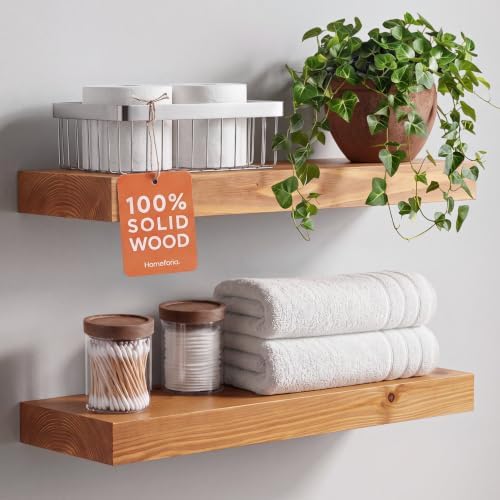 Homeforia 20 Inch Floating Shelves, High-End Solid Pine Wood, Set of 4