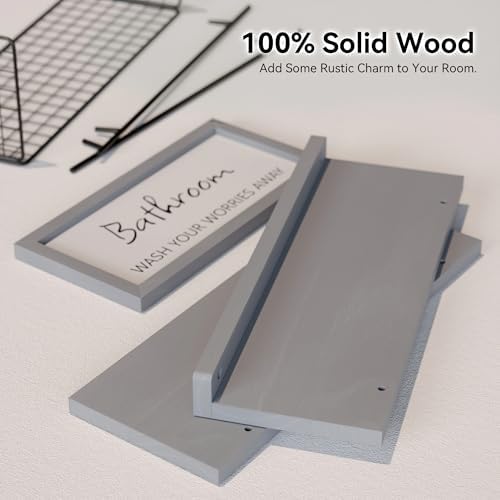 WOPITUES Floating Shelves for Bathroom Decor Art, Modern Grey