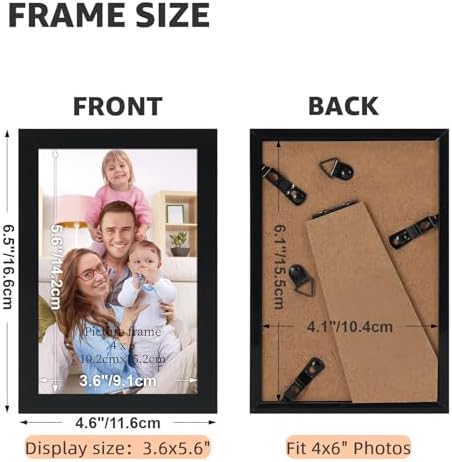 Giftgarden 4x6 Picture Frame Black Set of 3, Thin Photo Frames 4 by 6 for Wall and Tabletop Display