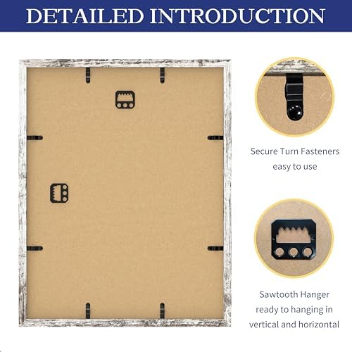 An&He 11x14 Picture Frame Set of 2, White Wood Grain Photo Frame for Wall Mounting or Tabletop Display