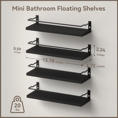 RICHER HOUSE Floating Shelves Bathroom, Small Wall Shelf Over Toilet 4 Set