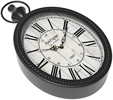 Menterry Small Retro Oval Wall Clock Antique Old Design,Black Vintage Style