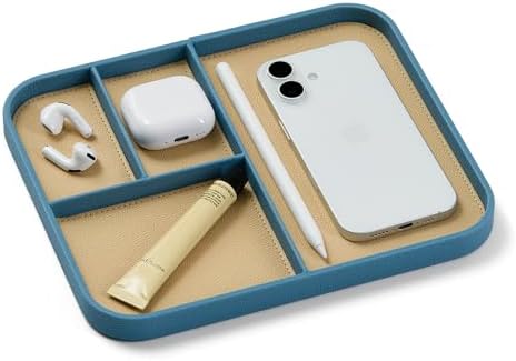 Nordik Leather Valet Tray - Medium EDC Tray - Nordik Blue 9.5 x 7.9 in