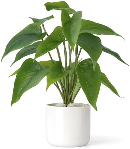 Mkono Fake Plants in Ceramic Pot, 11" Potted Artificial Plants Home Decor