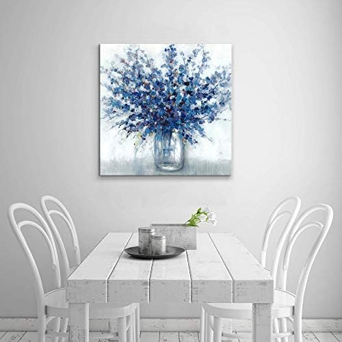 TAR TAR STUDIO Abstract Bouquet Canvas Wall Art, 30" L x 30" W | Colorful Flowers in Vase Artwork Hand Painted Painting for Living Room Office