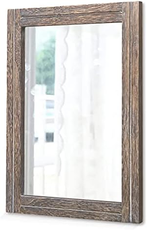 AAZZKANG Large Mirror with Wood Framed 28"x20" Rectangle Rustic Wall Mirror Decor for Bedroom Bathroom Living Room Entryway