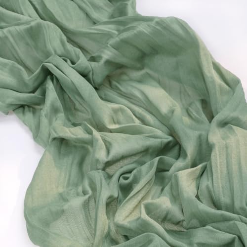 8 Pack Sage Green Cheesecloth Table Runner 10ft Boho Gauze Centerpiece
