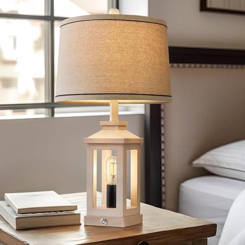 Farmhouse Table Lamps Set of 2 for Living Room 23.75" Bedroom Lamps White