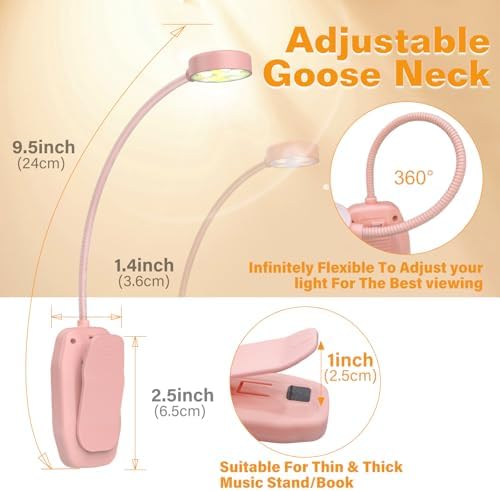 KTEBO 2 Pack Rechargeable Book Light Clip-On Reading Light for Books in Bed