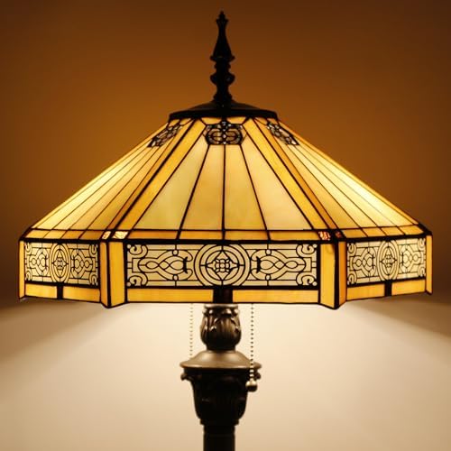WERFACTORY Tiffany Floor Lamp Stained Glass Mission Standing Reading Light