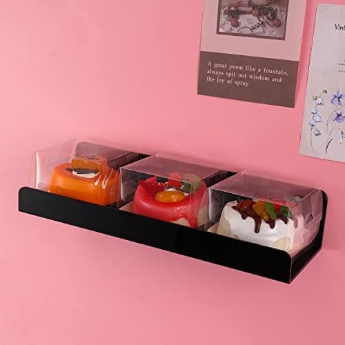 Sooyee 6 Pack Black Floating Shelves, 15 Inch Acrylic Shelves, Wall Mounted Bookshelf, Invisible Picture Ledge Display Shelves