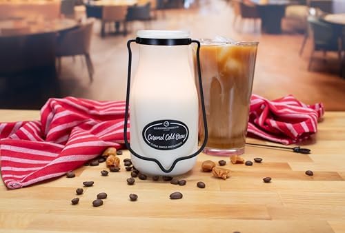 Milkhouse Caramel Cold Brew Soy Candle, 14 oz Milkbottle, 90+ Hr Burn