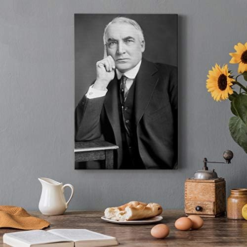 Renditions Gallery Warren G. Harding Presidental Portrait Wall Art, Premium Gallery Wrapped Canvas Decor, Ready to Hang, 48 in H x 32 in W, Made in America Print