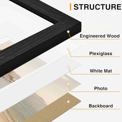 Vittanly 12x16 Picture Frames Set of 5, Wall Mounting, Black