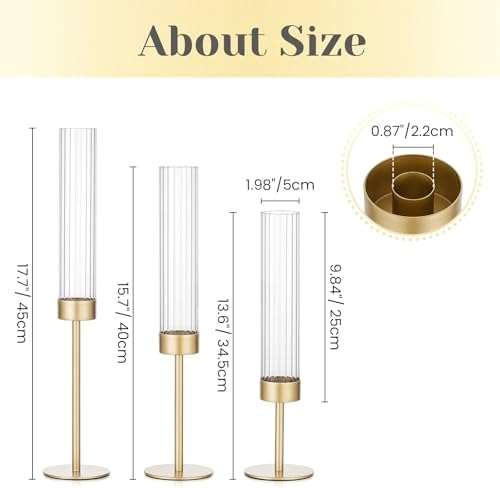 Hewory Gold Hurricane Candle Holder: 6PCS Candlestick Holders for Decor