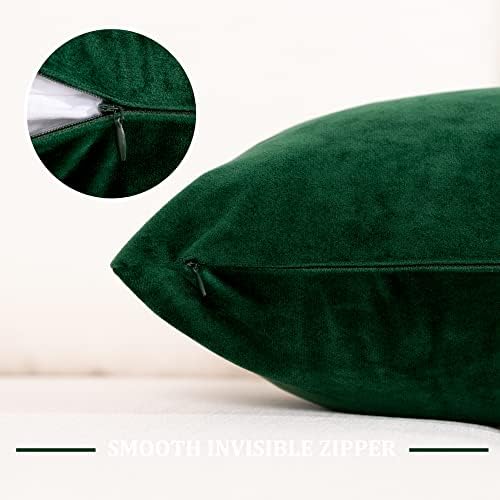 Stellhome Soft Decorative Velvet Cushion Covers Square Throw Pillow Covers for Bed Couch Sofa Bench, 20 x 20 inch (50 cm), Dark Green, Pack of 2 Solid Throw Pillow Case