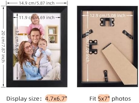 Giftgarden 5x7 Picture Frame 7 Pack, 5 by 7 Photo Frames Set for Wall or Tabletop Display, Black