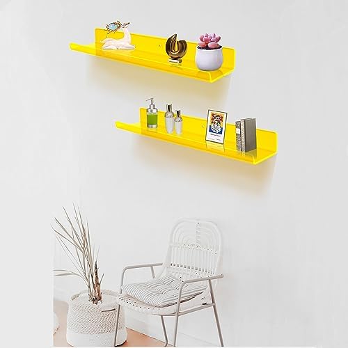 ROYALITA 2-Pack Acrylic Shelves Wall Mounted, 24 Inch Floating Shelves