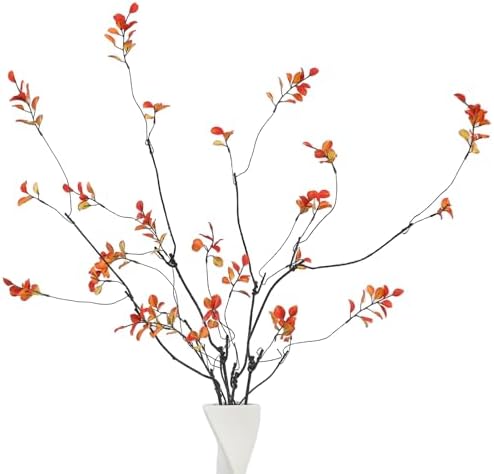 4 Pcs 38.5" Artificial Ficus Branches with Orange Leaves