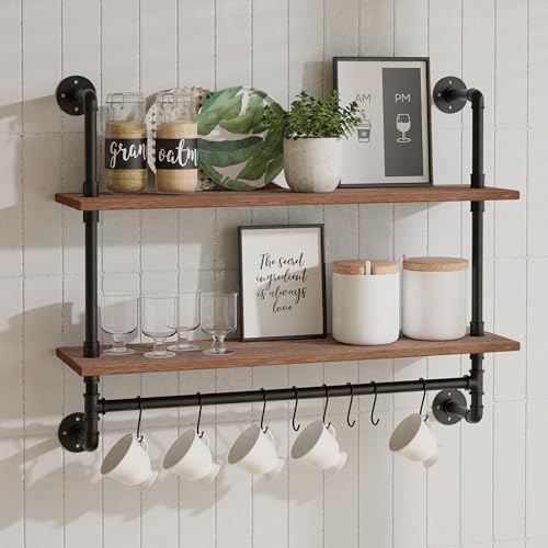 ROGMARS Industrial Pipe Shelving Bathroom Shelves with Towel bar