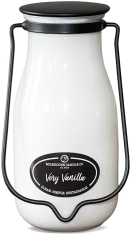 Milkhouse Very Vanilla Scented Soy Candle, 14 oz Milkbottle, 90+ Hr Burn