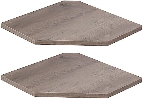 Fun Memories Corner Shelf Wall Mount, Floating Corner Shelves, Set of 2 Corner Wall Shelf Organizer, Rustic Wood Wall Storage Display Shelves for Living Room Bedroom Bathroom Kitchen, Rustic Grey