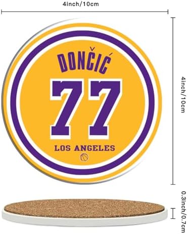 Laker Coasters for Drinks, LA Los Angeles Ceramic Coasters Set of 6, Laker Gift for Man, with Holder
