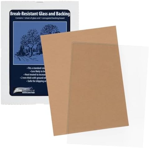 Ambiance Break-Resistant Picture Frame Glass and Backing 12"X12" for Replacement or Empty Frames, 2mm Thick, Rounded Edges for Safe Handling, White Corrugated Cardboard
