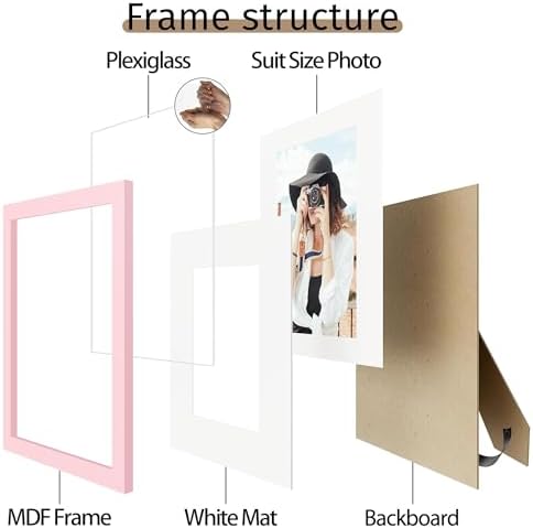 Picrit 11x14 Picture Frame Set of 12, Modern Gallery Wall Frames, Pink