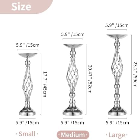 NUPTIO Silver Centerpiece Stand for Table, Twist Style , 20.5" Tall, 2 Pcs
