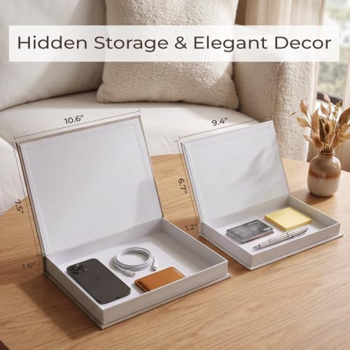 2pc Linen Decorative Faux Book Box Set with Hidden Storage