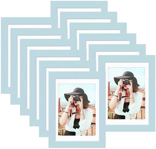 Picrit 5x7 Picture Frame Set of 12, Modern Gallery Wall Frames, Blue