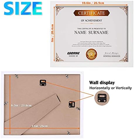 Egofine 8.5x11 Picture Frames Set of 4, Made of Solid Wood Covered by Plexiglass for Document,Diploma, Certificates and Degree, for Table Top Display and Wall Mounting Photo Frame White