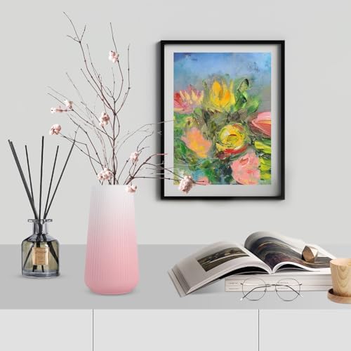 Gradient Pink Ceramic Vase, GUKJOB Small Cute Flower Vase for Pampas Grass, Home, Living Room, Dining Table, Farmhouse, Office Decor, Bedroom, Table, and Kitchen Shelf (Gradient Pink)