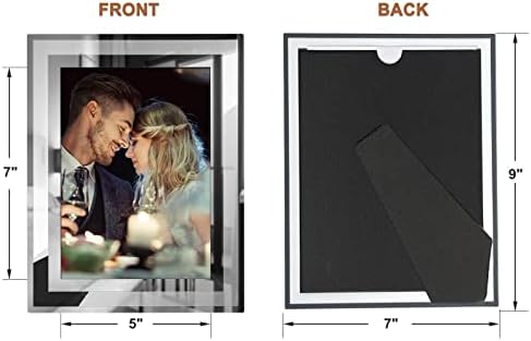 5x7 Picture Frames Set of 4, Silver Mirror Glass Photo Frame for Tabletop Display, Gifts Picture Frame, Horizontally or Vertically