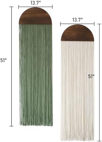 2Pcs Macrame Wall Hanging Boho Decor yarn Handmade Round Tassel 13.7"W*51"L