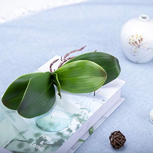 Fnize Orchid Leaves Artificial Phalaenopsis Stems Leaf Real Touch 8" 2pcs