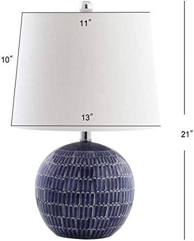 JONATHAN Y Ronald 21" Ceramic Scallop Sphere Table Lamp, Navy