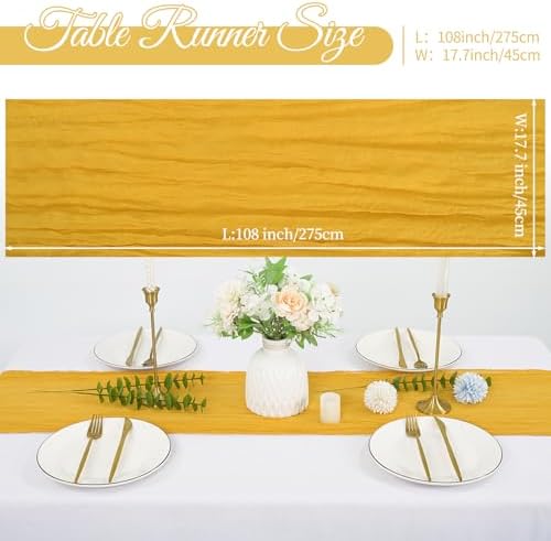 20 Pack Cheesecloth Table Runner 17 x 108 Inch, Gold
